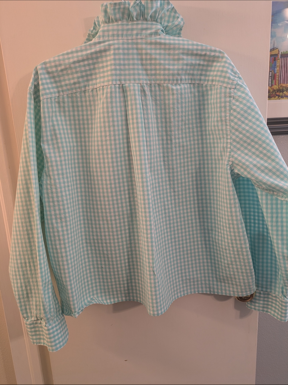 Upcycled Men's Vineyard Vines Mint Gingham Button-Down Shirt - Picture 3 of 4